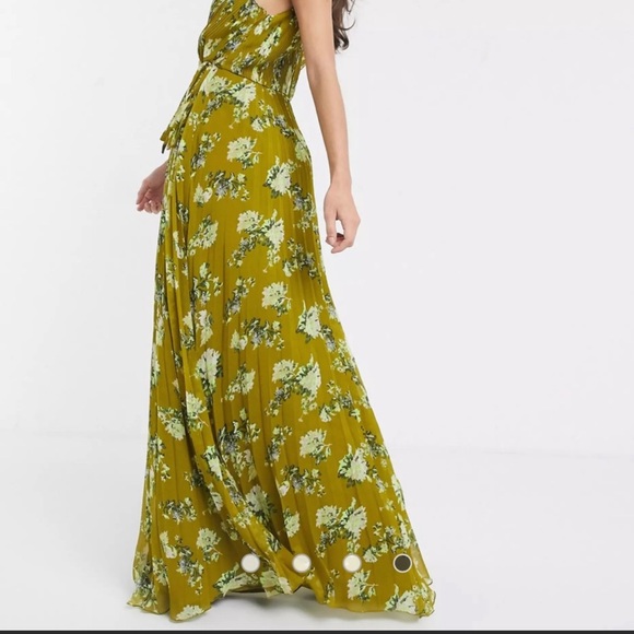 NEW ASOS Wrap Bodice Maxi Dress in Green Floral Print Size 6 - Picture 2 of 4